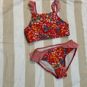 Cat & Jack Red Floral Kids Swim Set